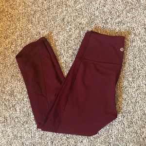 Lululemon burgundy mesh side panel leggings